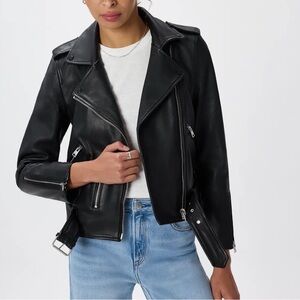 Quince - Top grain sheep leather moto jacket with silver hardware NWOT
